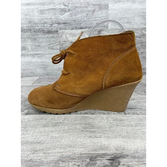Merona Womens Tan Suede Wedge Ankle Boots Size 9.5M - Picture 6 of 8